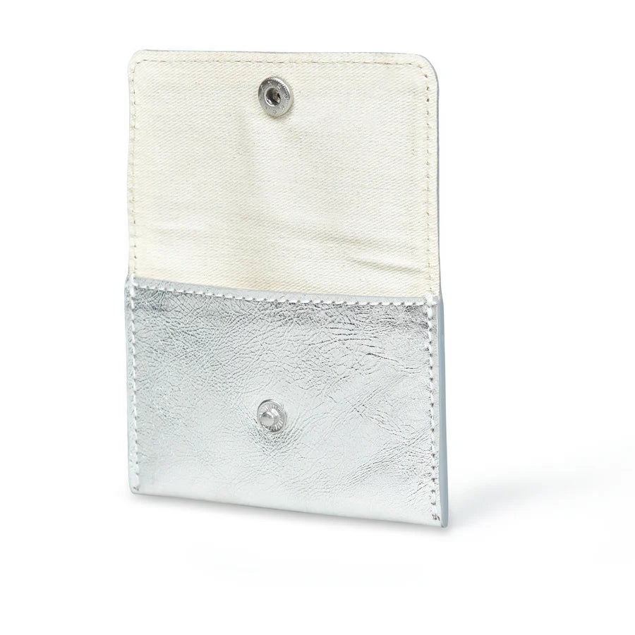 Bell & Fox Amelie Popper Card Holder Purse in Silver Leather