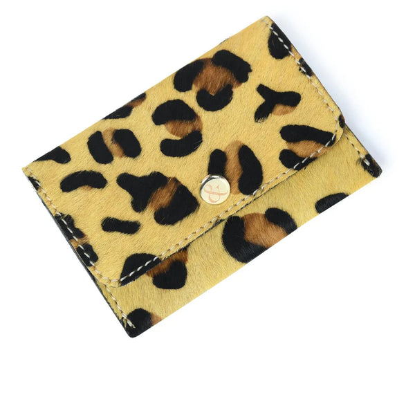 Bell & Fox Ellie Popper Card Holder Purse in Larger Leopard Print Leather