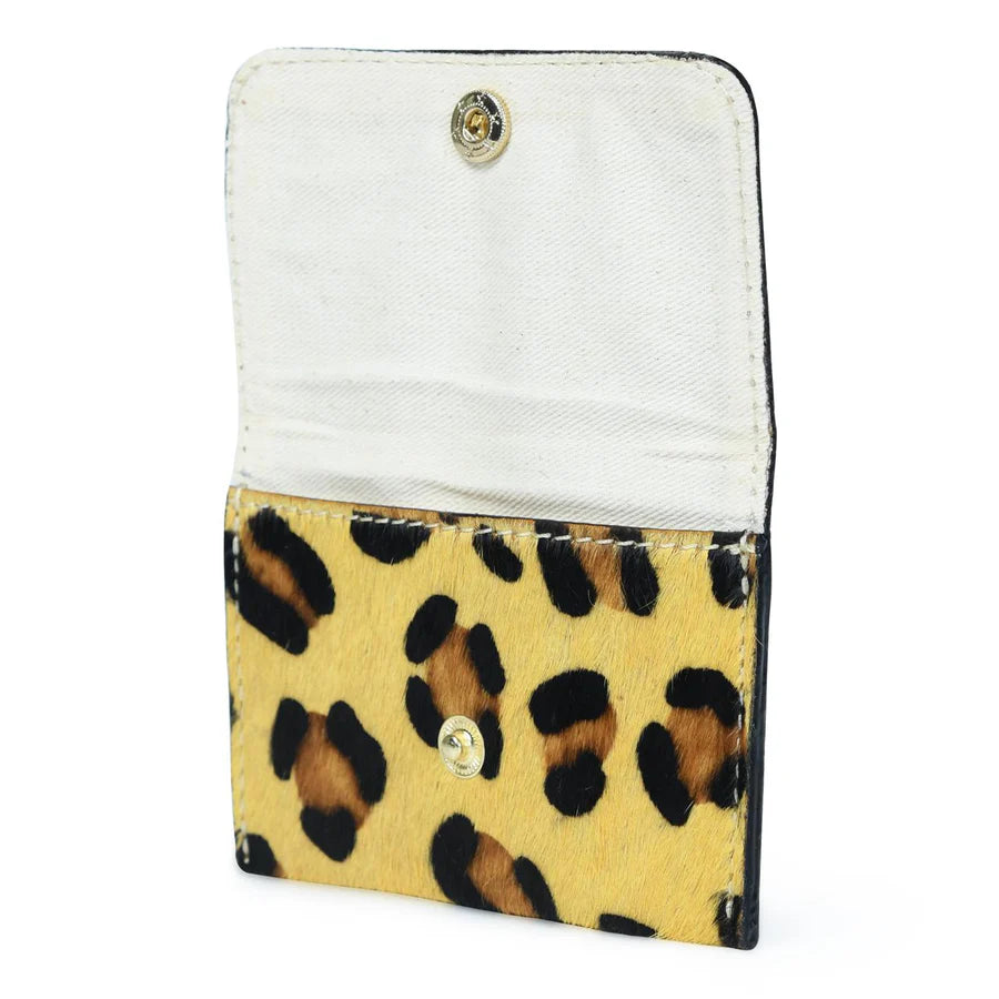 Bell & Fox Ellie Popper Card Holder Purse in Larger Leopard Print Leather