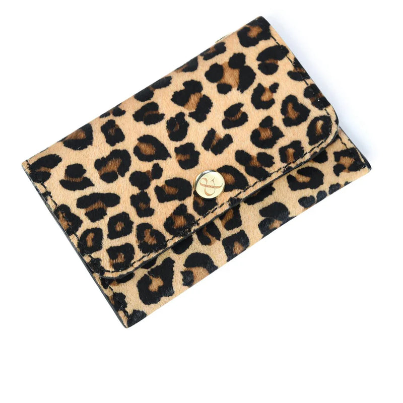 Bell & Fox Ellie Popper Card Holder Purse in Small Leopard Print Leather