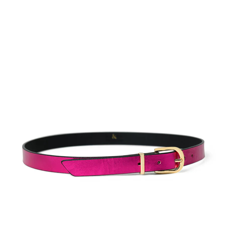 bell & fox erina leather belt fuchsia metallic evalucia boutique perth scotland