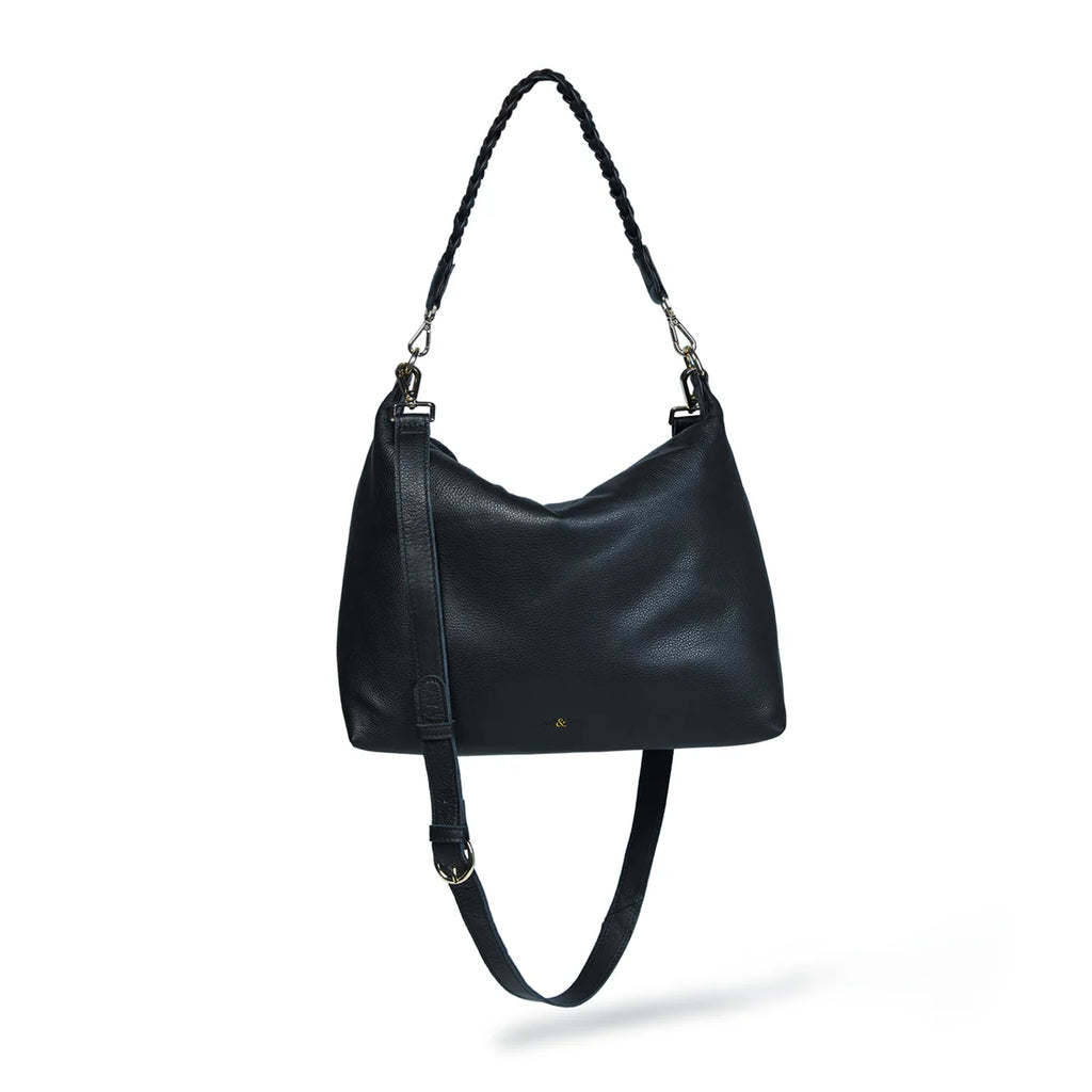Bell & Fox ETTIE Large Slouch Crossbody in Black Leather