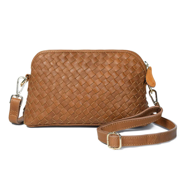 Bell & Fox Ira Hand Woven Crossbody Bag in Caramel Leather