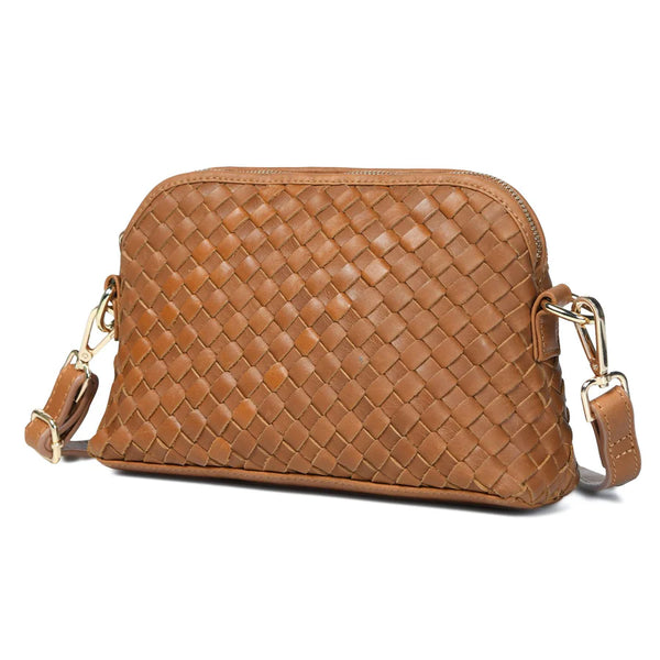 Bell & Fox Ira Hand Woven Crossbody Bag in Caramel Leather