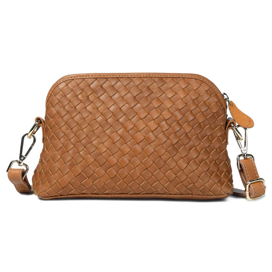 Bell & Fox Ira Hand Woven Crossbody Bag in Caramel Leather