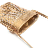 Bell & Fox Kasi Mini Hand Woven Crossbody Bag in Bronze Metallic Leather