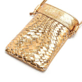 Bell & Fox Kasi Mini Hand Woven Crossbody Bag in Bronze Metallic Leather