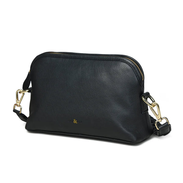 Bell & Fox Layla Crossbody Bag with Handwoven strap in black leather