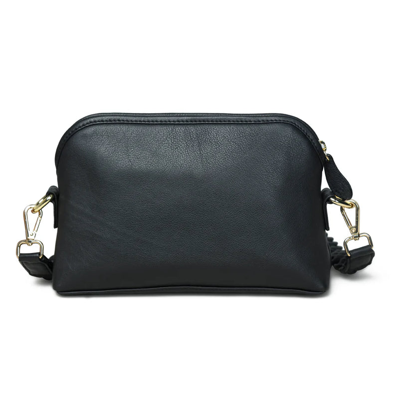 Bell & Fox Layla Crossbody Bag with Handwoven strap in black leather