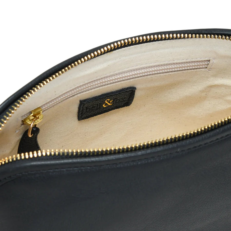 Bell & Fox Layla Crossbody Bag with Handwoven strap in black leather