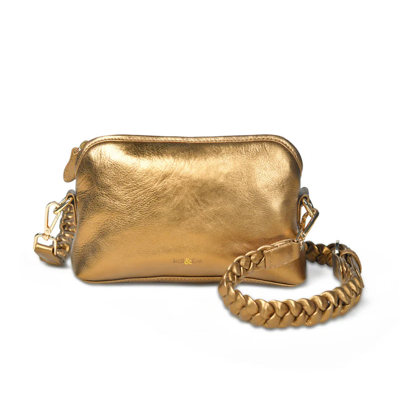 bell & fox layla crossbody bag in bronze metallic leather evalucia boutique perth scotland