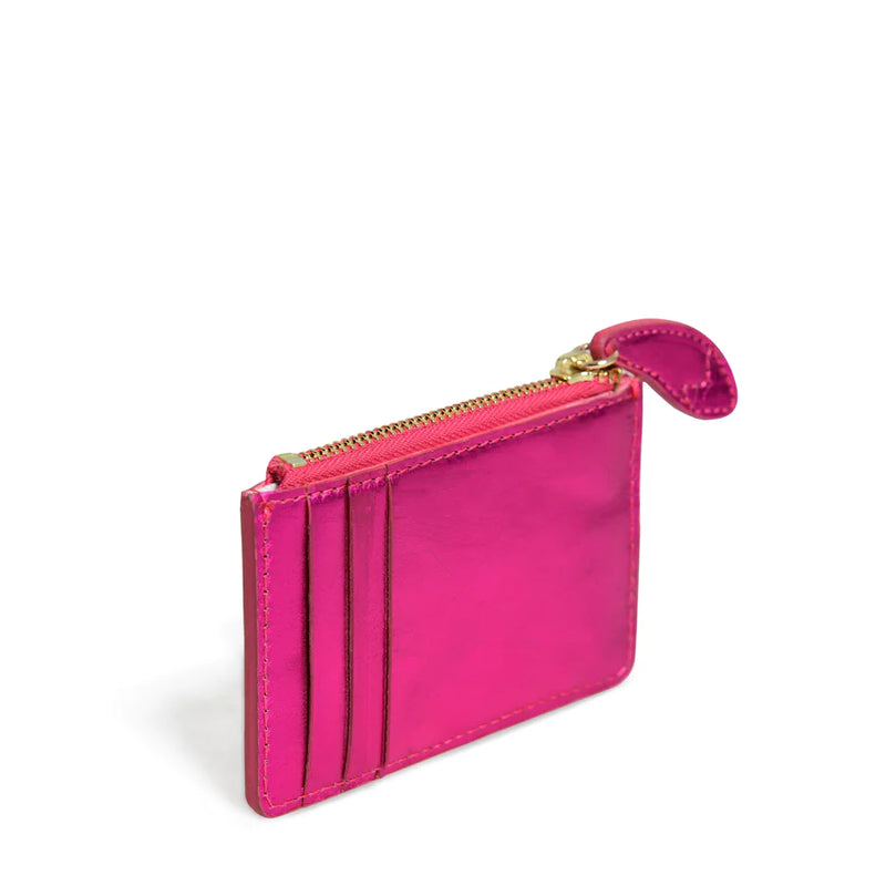 bell & fox lia credit card purse fuschia metallic evalucia boutique