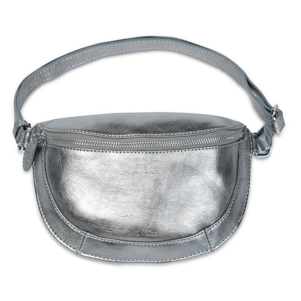 Bell & Fox Liberty Crossbody Bag in Gunmetal Metallic Leather