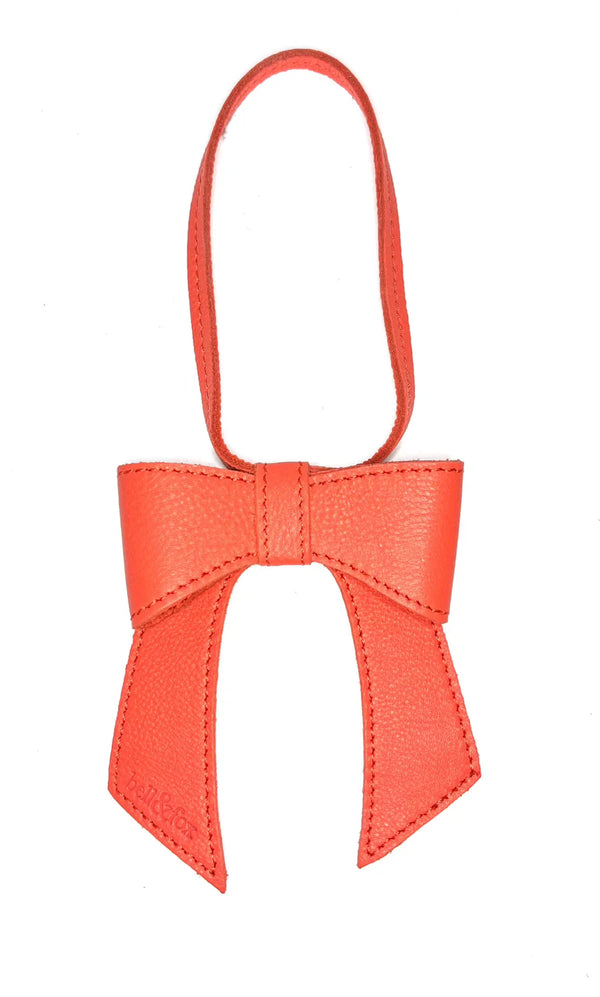 Bell & Fox Minerva Bow Bag Charm in Coral Leather
