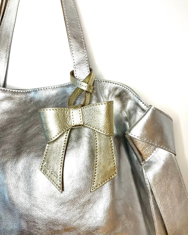 Bell & Fox Minerva Bow Bag Charm in Gold Leather