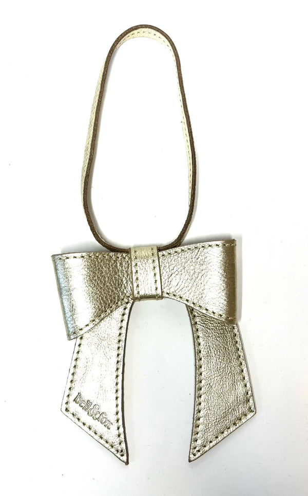 Bell & Fox Minerva Bow Bag Charm in Gold Leather