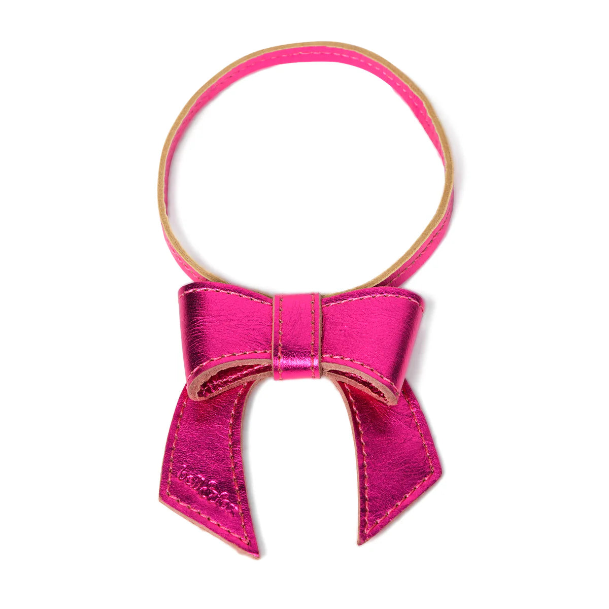 Bell & Fox Minnie Bow Bag Charm in Fuschia Metallic Leather