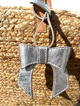 Bell & Fox Minnie Bow Bag Charm in Silver Leather