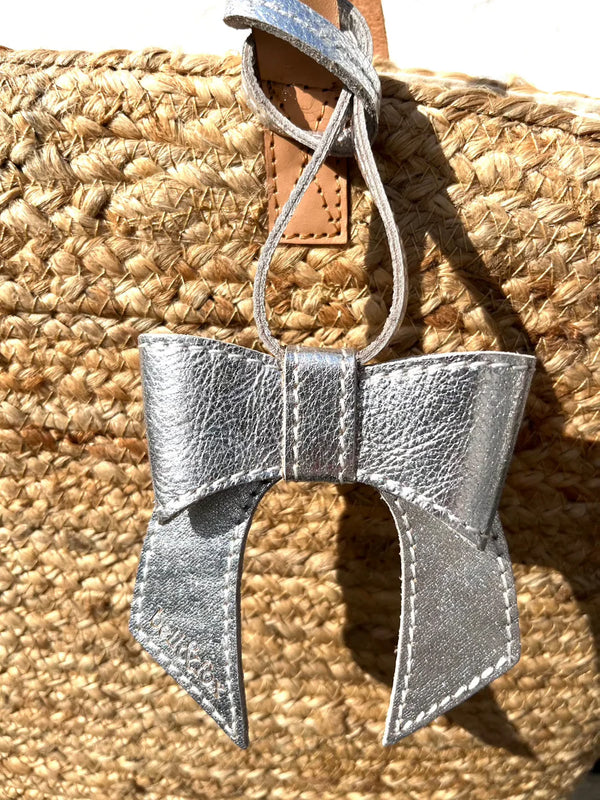 Bell & Fox Minnie Bow Bag Charm in Silver Leather