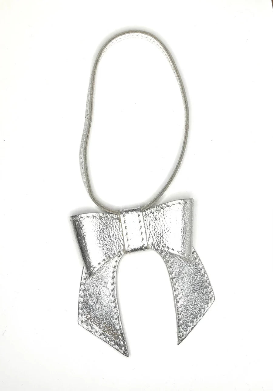 Bell & Fox Minnie Bow Bag Charm in Silver Leather