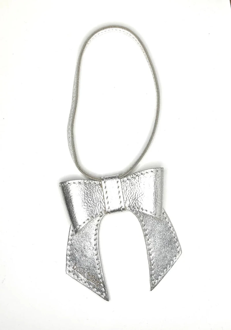 Bell & Fox Minnie Bow Bag Charm in Silver Leather