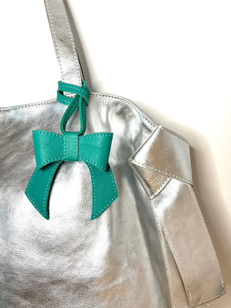 Bell & Fox Minnie Bow Bag Charm in Teal Leather