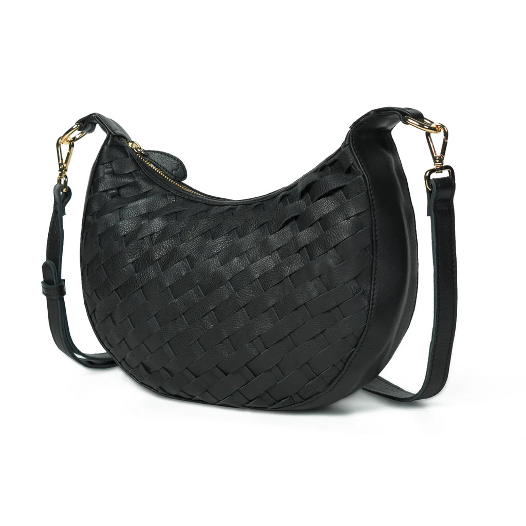Bell & Fox ROBYN Hand Woven Crossbody Bag - Black Leather