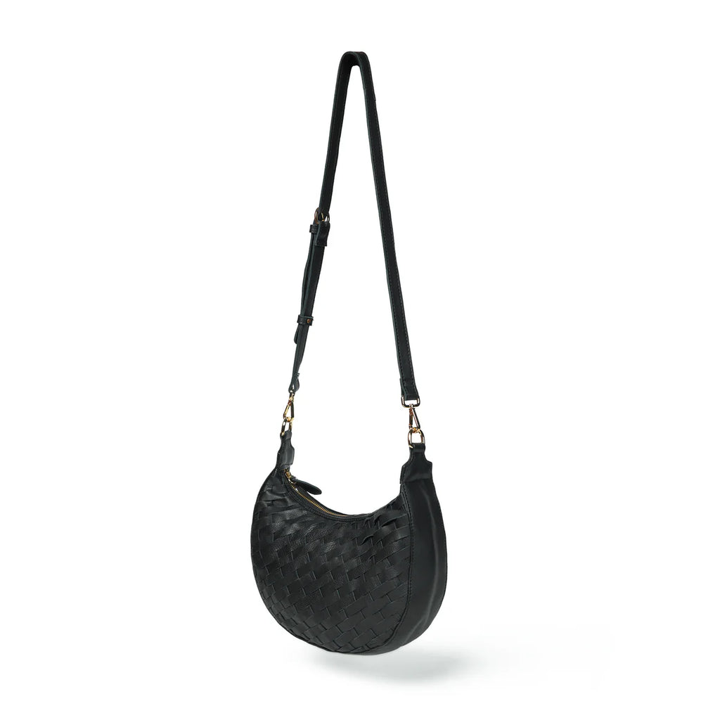 Bell & Fox ROBYN Hand Woven Crossbody Bag - Black Leather