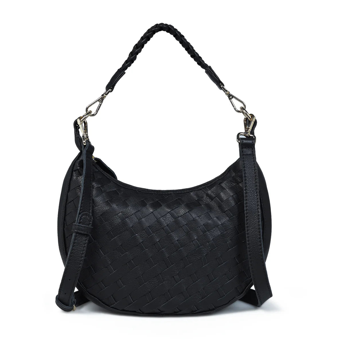 Bell & Fox ROBYN Hand Woven Crossbody Bag - Black Leather