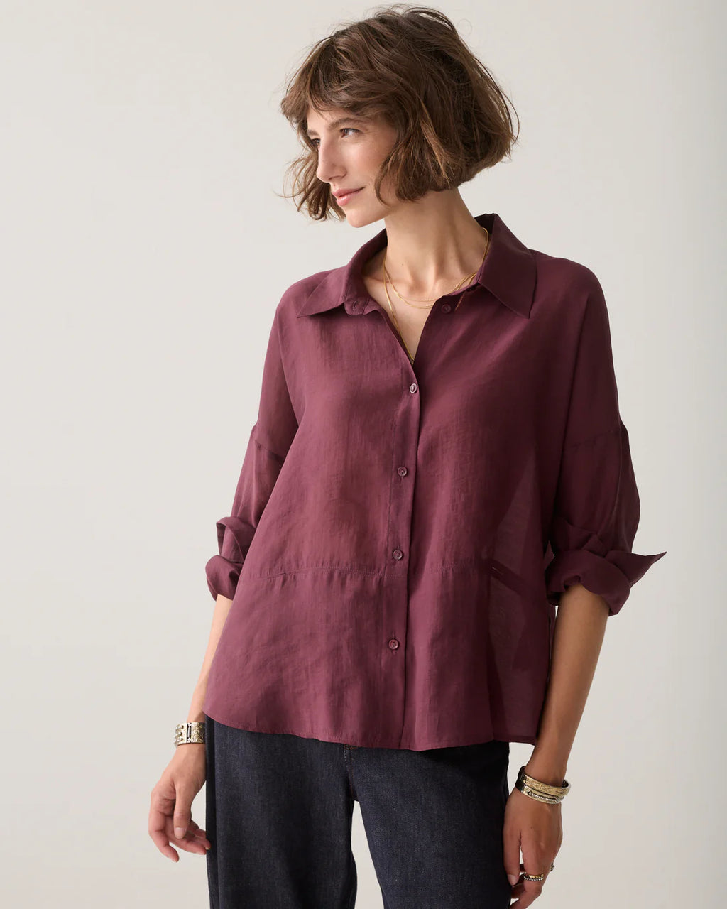 Summum Woman Lyocell Blouse in Dark Burgundy