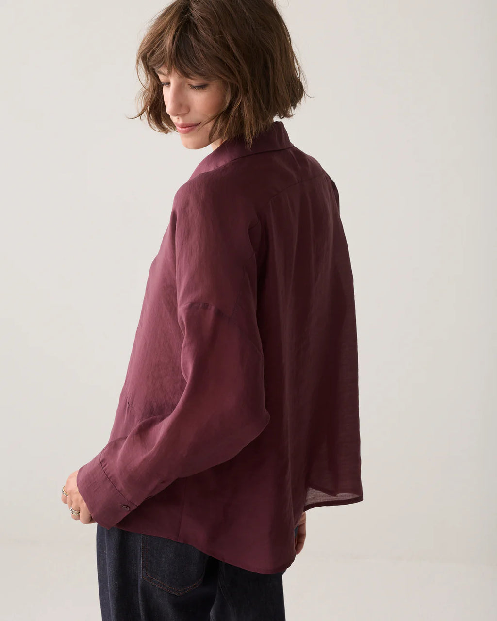 Summum Woman Lyocell Blouse in Dark Burgundy