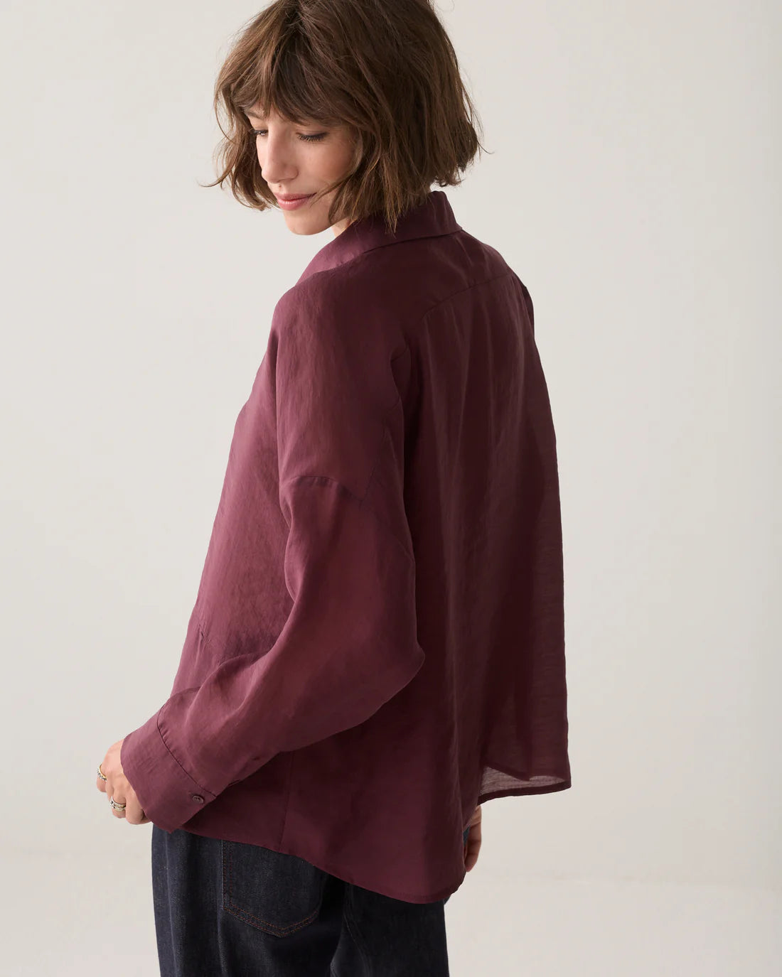 Summum Woman Lyocell Blouse in Dark Burgundy
