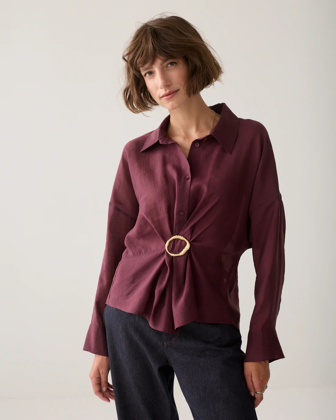 Summum Woman Lyocell Blouse in Dark Burgundy