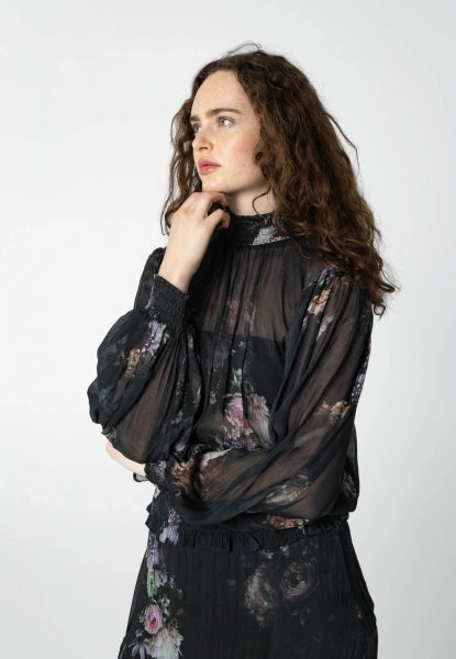 Coster Copenhagen Mesh Blouse in Vintage Floral Print