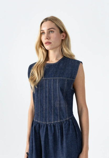 Coster Copenhagen Denim Dress in Dark Blue