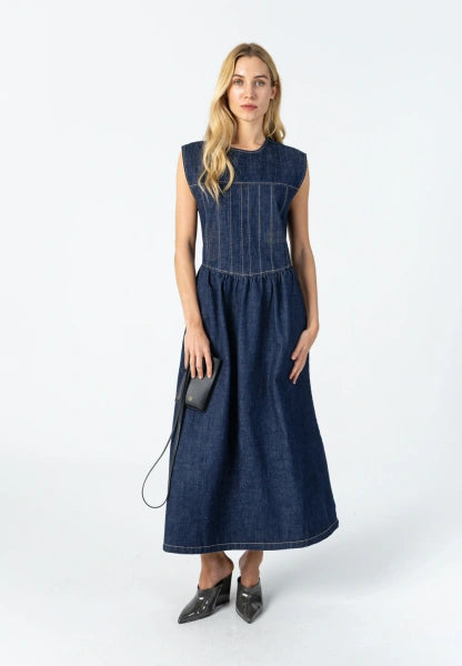 Coster Copenhagen Denim Dress in Dark Blue