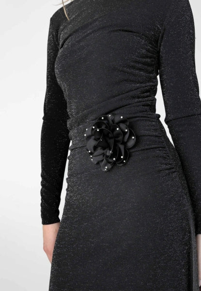 Coster Copenhagen Draped Lurex Dress in Black & Silver