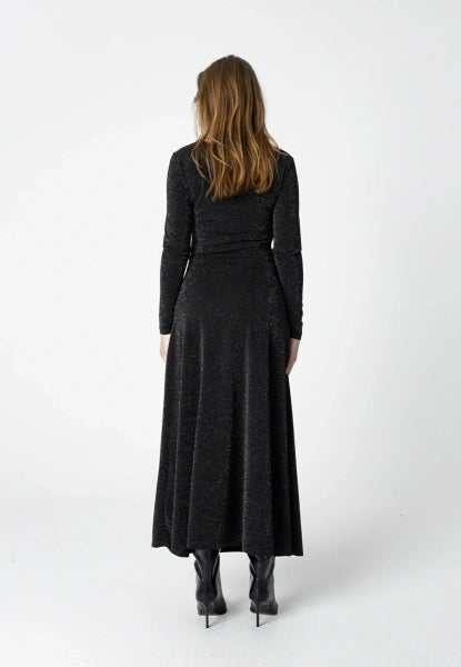 Coster Copenhagen Draped Lurex Dress in Black & Silver