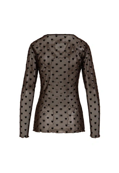 Coster Copenhagen Heart Eve Mesh Top with Brown Hearts