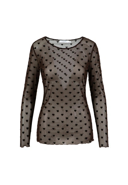 Coster Copenhagen Heart Eve Mesh Top with Brown Hearts