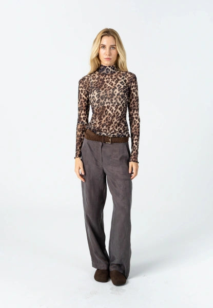 Coster Copenhagen Heart Eve Mesh Turtleneck in Leo Print