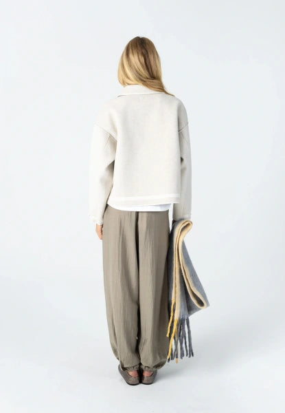 Coster Jacket with Drawstring Details in Creme