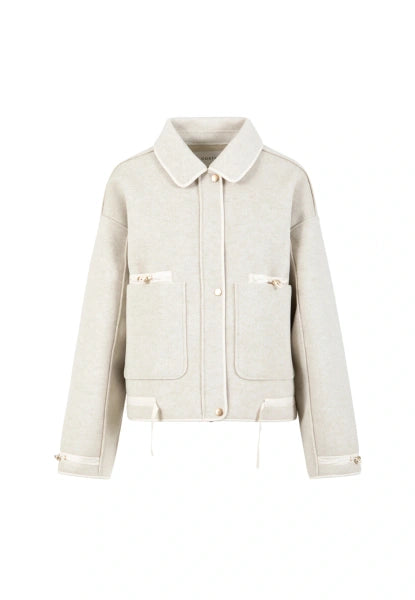 Coster Jacket with Drawstring Details in Creme