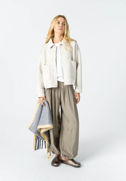 Coster Jacket with Drawstring Details in Creme