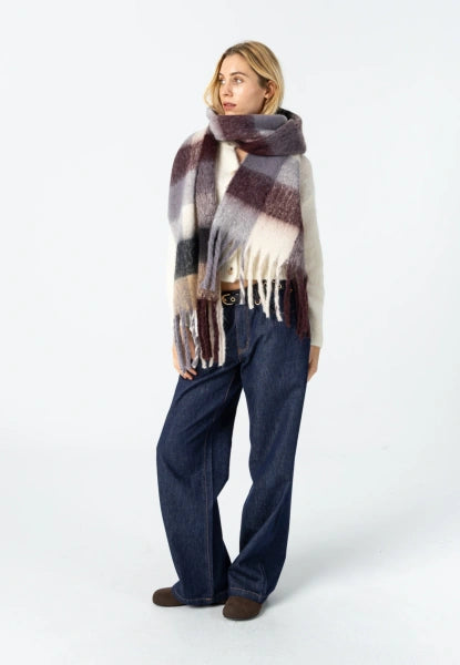 Coster Copenhagen Heart Maren Scarf in Grey Brown Check