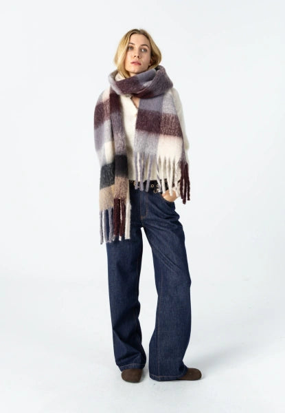 Coster Copenhagen Heart Maren Scarf in Grey Brown Check