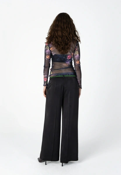 Coster Copenhagen Mesh Round Neck Top in Vintage Floral Print