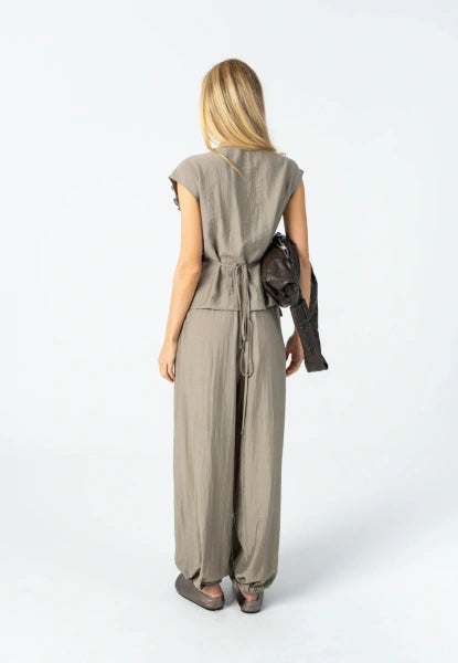 Coster Copenhagen Wrap Ruffle Top in Sage Green
