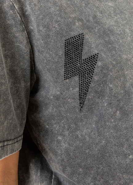 Coster Copenhagen Heart Lightning Mid Sleeve T-Shirt in Washed Grey - CCH1202-254