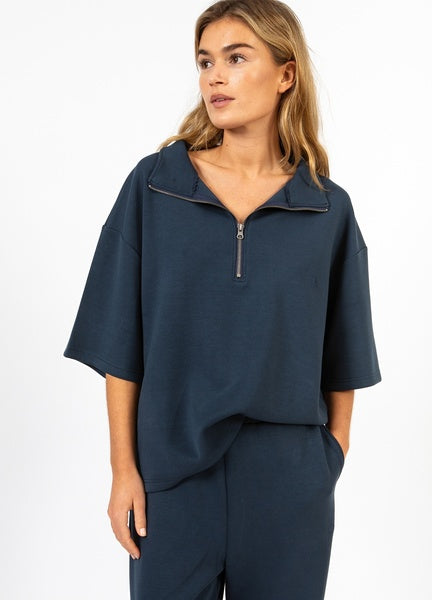 Coster Copenhagen Heart Billie Zip T-Shirt in Navy - CCH1319-254